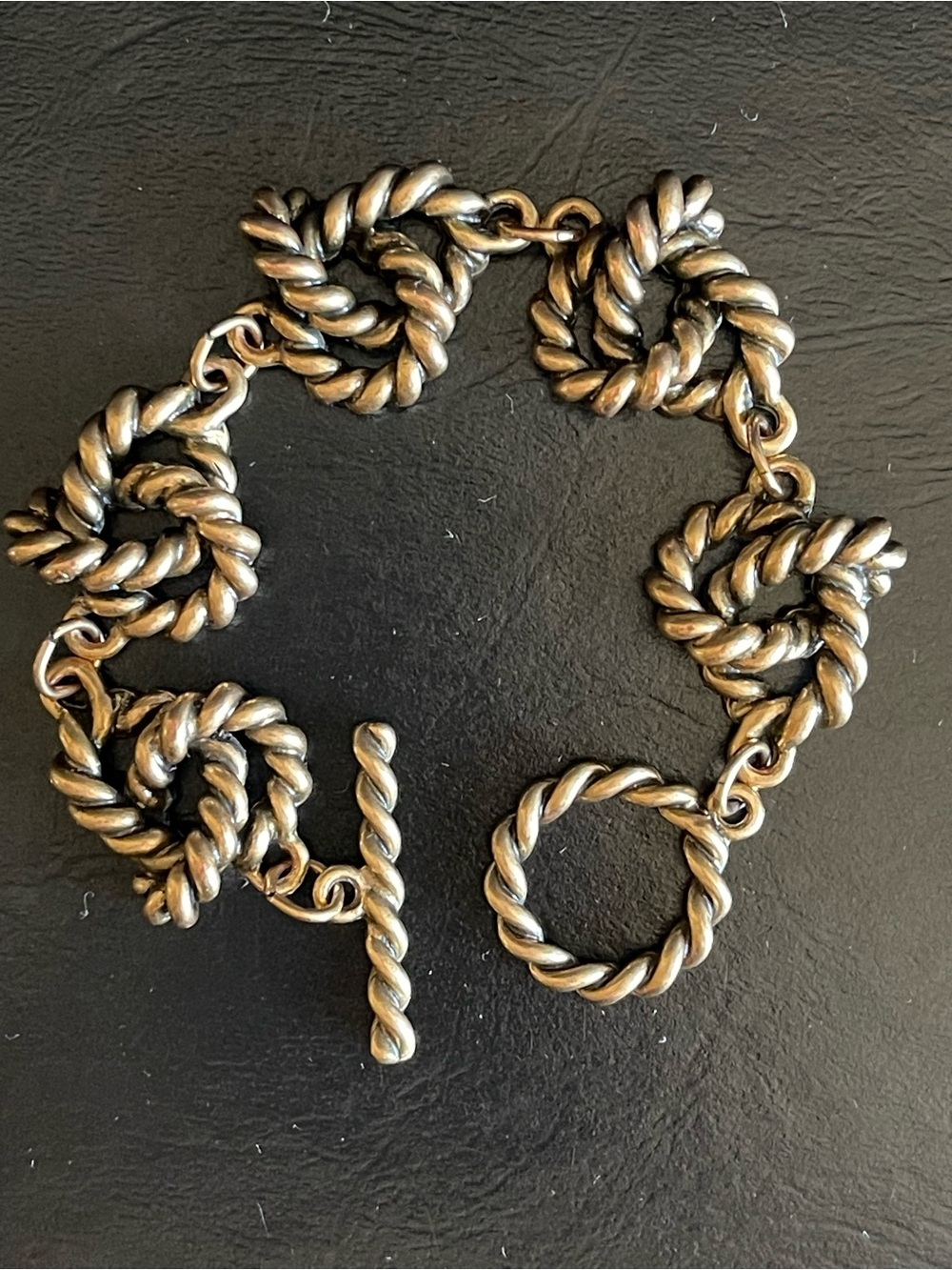 Copper Twisted Rope Circle Link Bracelet.